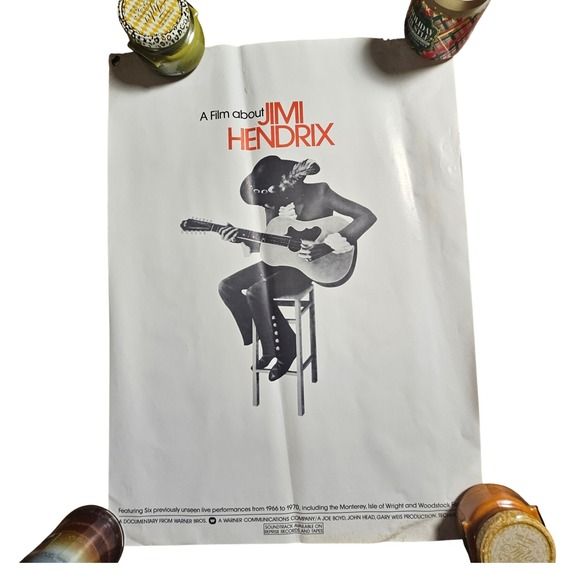 Vintage 1973 A Film About Jimi Hendrix Documentary 21x29 Original Movie Poster